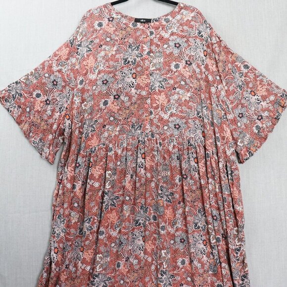 Ellos Dress Womens 3X Boho Rayon Tiered Paisley Western Plus Midi - Picture 5 of 16